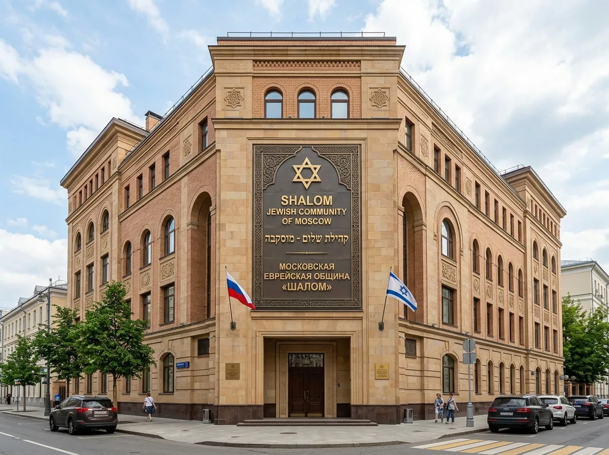 Логотип или здание еврейской общины Шалом в Москве, официальный вид